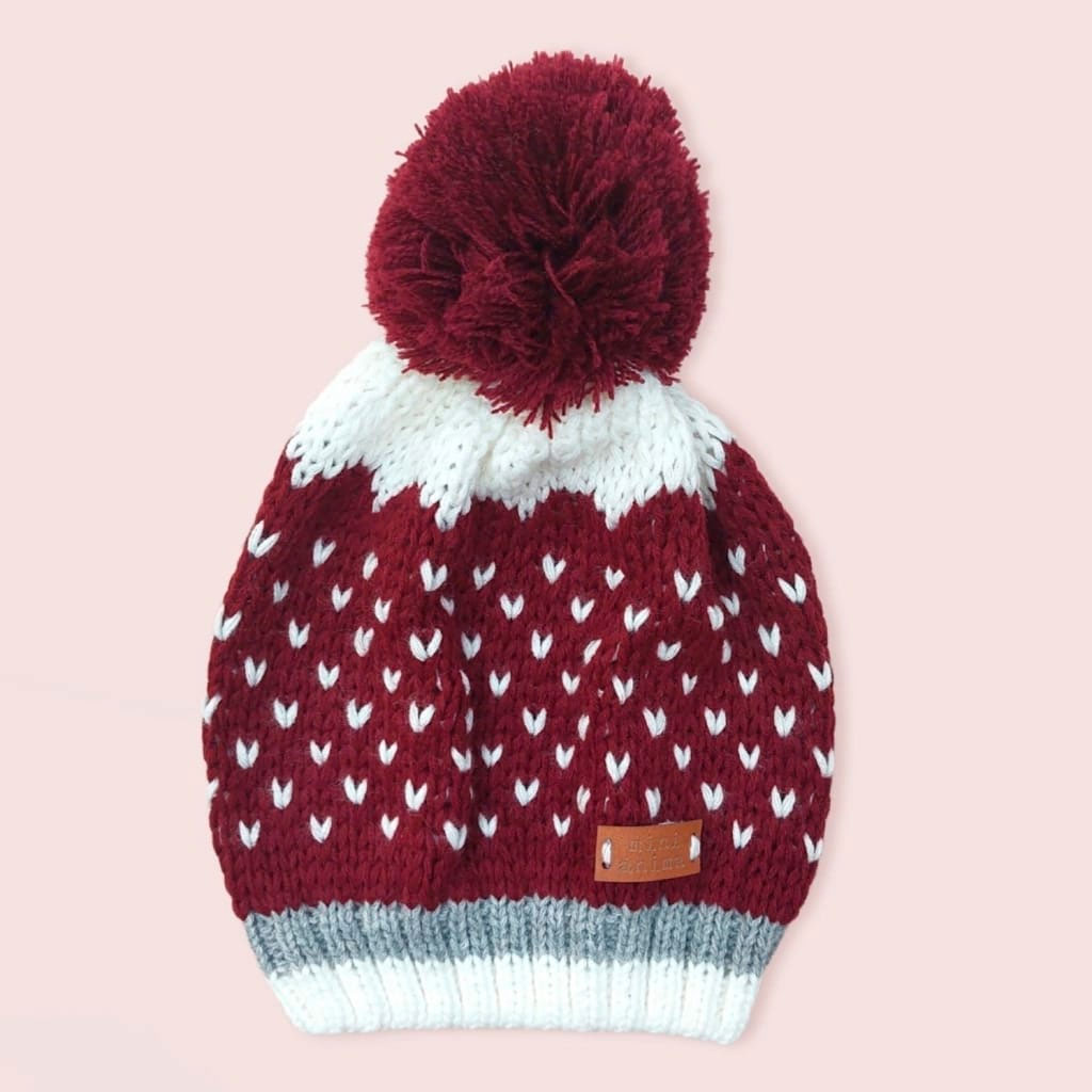Gorro pompón bordó